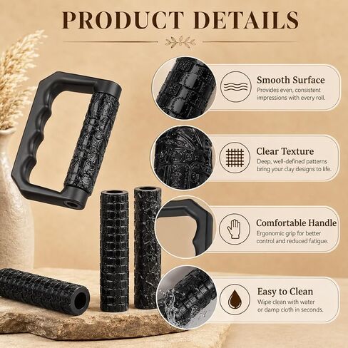 Conderyang 13Pcs 3D Printed Clay Texture Roller Set 12-Pattern in Kuwait