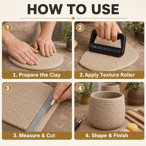 Conderyang 13Pcs 3D Printed Clay Texture Roller Set 12-Pattern in Kuwait