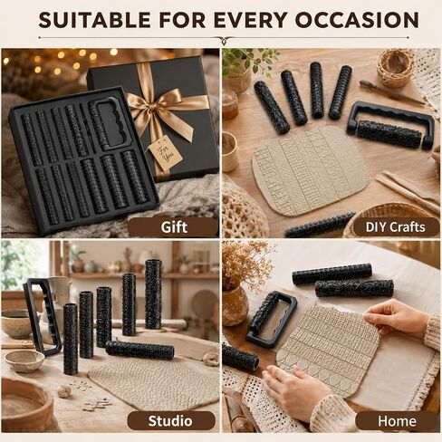 Conderyang 13Pcs 3D Printed Clay Texture Roller Set 12-Pattern in Kuwait