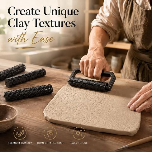 Conderyang 13Pcs 3D Printed Clay Texture Roller Set 12-Pattern in Kuwait