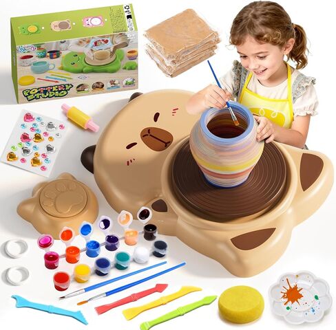 Pottery Wheel for Kids with Foot Pedal, Air Dry Clay Craft Kit Ages 6+ in Saudi Arabia