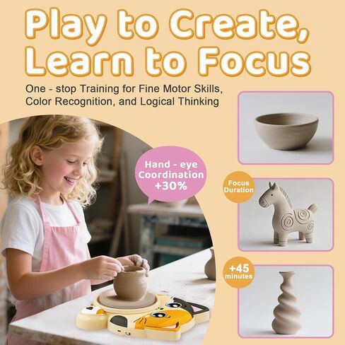 Pottery Wheel for Kids - Pottery Arts and Crafts for Kids Ages 8-12 with 3 Pack Painting Kit Air Dry Clay Art Supplies Toys for Girls Boy Christmas Birthday Gift for 6 7 8 9 10 11 12+ in Kuwait