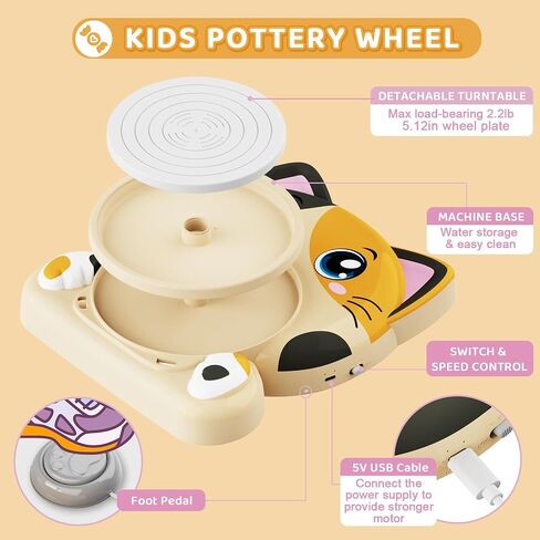 Pottery Wheel for Kids - Pottery Arts and Crafts for Kids Ages 8-12 with 3 Pack Painting Kit Air Dry Clay Art Supplies Toys for Girls Boy Christmas Birthday Gift for 6 7 8 9 10 11 12+ in Kuwait