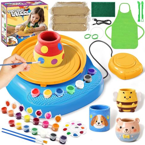Pottery Wheel for Kids, Arts and Crafts for Kids Ages 8-12, Crafts for Girls 8-12, Complete DIY Clay Wheel Pottery Kit for Beginners, Kid Crafts Gifts for Girl Toys Ages 8 9 10 11 12 Year Old Birthday in Kuwait