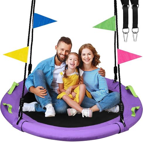 HeyZoo 48 Inch Tree Swing, Larger Saucer Swing for Whole Family, Purple in Saudi Arabia