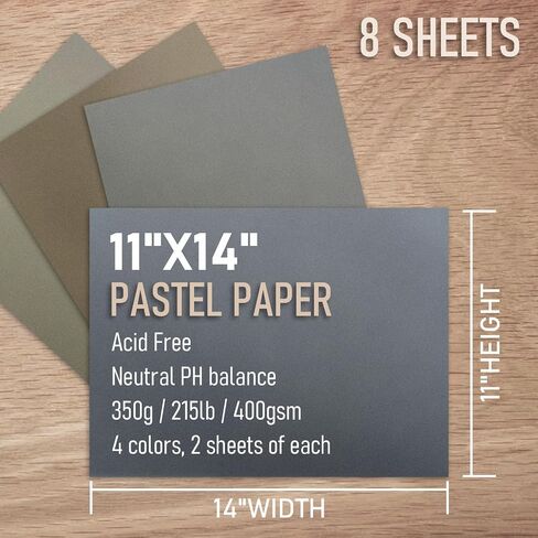 (8 Sheets) PATRON Pastel Paper for Artists, Assorted Colors, 11x14 inches, (215lb/400gsm) 8 Sheets, Art Drawing Paper for Adults and Students in Kuwait