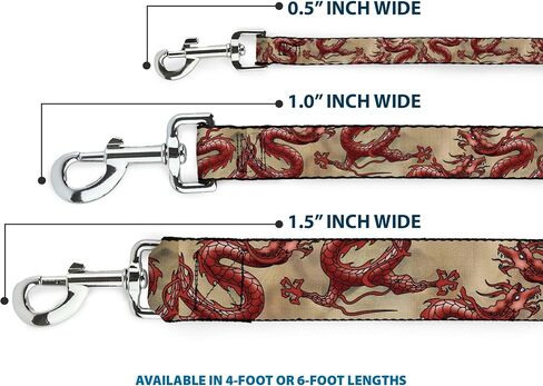 Buckle-Down Pet Leash - Dragons Tan - 4 Feet Long - 1" Wide in Kuwait
