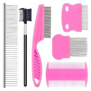 6 Pcs Flea Lice Comb for Cats Dogs, Pink in Kuwait