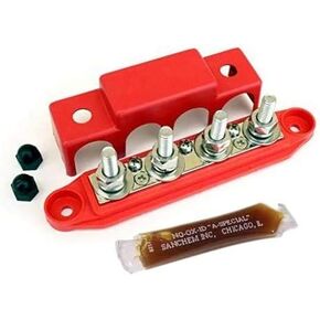 Busbar – 4-Post Stainless Steel 3/8" Stainless Power Distribution Block - 250A Rating - Pair of Red & Black - Complimentary Conductive Grease in Saudi Arabia