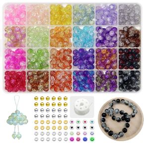 JULIMAIDONG 8mm 24Color Glass Beads for Bracelets Jewelry Making Kits in Saudi Arabia