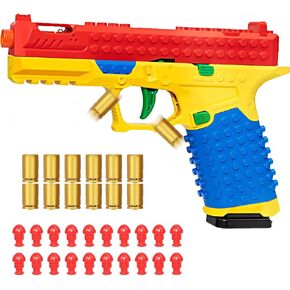 Building Block Toy Gun with Display Stand, DIY Soft Bullet Blaster Kit Compatible with Major Brands, Creative Fidget Desk Toy & Collectible Gift for Boys, Teens in Kuwait