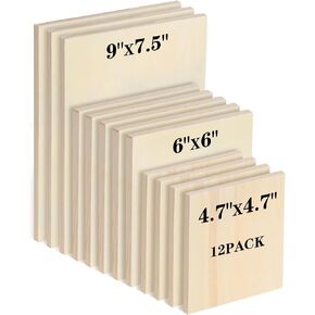 Youyole 12 Pack 3 Sizes Unfinished Wood Canvas Panels Kit in Saudi Arabia