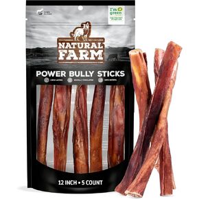 Natural Farm Power Bully Sticks Dog Chews (6", 5-Pack), 2-in-1 Power Chews: Premium Beef Cheek Wrapped in Beef Pizzle, Long-Lasting, Great Dog Dental Treats Fro Small, Medium & Large Dogs in Saudi Arabia