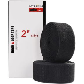 MYUREN Sew on Hook and Loop Strips 4 Inch x 3 Yards, Black in Saudi Arabia