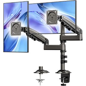 HUANUO 17-32 Inch Dual Monitor Stand, Gas Spring Dual Monitor Mount, Monitor Stand 2 Monitors, Ergonomic Adjustable Tilt/Swivel/Rotate, Weight Max 19.8 lbs, VESA 75/100mm in Saudi Arabia