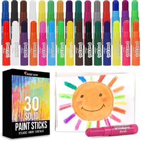 Zenacolor Tempera Paint Sticks - 12 Colors Kids Paints - Non-Toxic Washable Paint Sticks for Kids - Mess Free Quick Drying Art Supplies for Toddlers in Kuwait