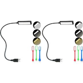اوريماز مصباح قراءة USB، مصباح لاب توب، مصباح كيبورد للكمبيوتر، رقبة اوزة قابلة للتعديل، 3 الوان × 3 مصابيح USB سطوع/ قطعة واحدة + 3 مصابيح LED صغيرة (1 + 3) in Kuwait
