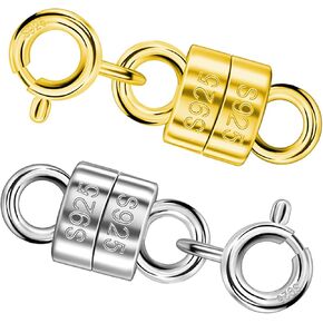 Serundo Auto 925 Sterling Silver Magnetic Necklace Clasps and Closures Min Magnetic Clasps for Necklaces Bracelets Chain Extender Connector for Jewelry Making Necklace 2Pack in Kuwait