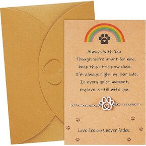 Paw Print Memorial Bracelet for Pet Loss, Pet Memorial Gifts for Loss of Dog or Cat, Rainbow Bridge Sympathy Bracelet for Women Men, Remembrance Gift for Pet Lovers in Kuwait