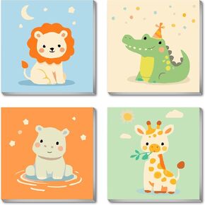 FQOVKYN 4 Pack Framed Paint by Numbers Kit for Kids, Funny Animal Paint by Numbers for Kids Ages 6-12, Easy Acrylic Oil Painting Kits for Home Wall Decoration 8x8 inch in Kuwait