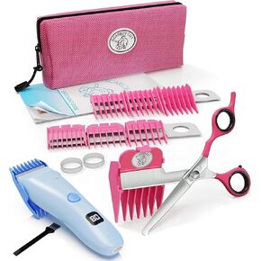 Silent Pet Grooming Kit for Dog, Cat and All Pet Grooming - A Quiet Alternative to Electric Clippers for Sensitive Pets (Left-Handed Pink) in Kuwait