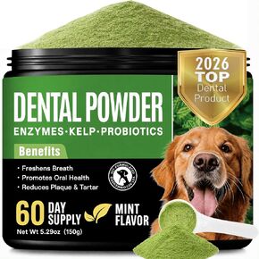 Enzymatic Dog Dental Powder, Mint Dog Teeth Cleaning Plaque Off Powder-150g in Kuwait