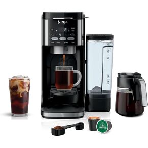 ماكينة صنع القهوة نينجا CFP201 DualBrew الساخنة والمثلجة بسعة 12 كوب، خدمة فردية للأرضيات ومتوافقة مع جراب K-Cup، 3 أنماط للمشروبات، 60 أونصة. خزان مياه وإبريق، أسود in Kuwait