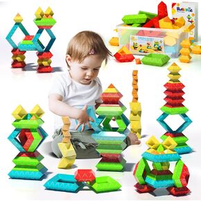 Sorting Stacking Toys for Ages 3 4 5 6 Toddlers,40PCS Pyramid STEM Building Blocks,3D Montessori Preschool Learning Toy for Kids,STEM Sensory Toy Gifts for 2-4 Years Old Boys Girls,Storage Box Set in Kuwait