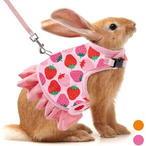 Rabbit Harness and Leash for Walking Escape Proof - Cute Floral Mesh Breathable Bunny Vest Harness Outdoor for Camping, Hiking, Training - Also Suit for Ferret Kitten Puppy Small Animals in Saudi Arabia