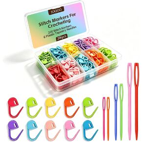 IOGOG 200 PCS Stitch Markers for Crocheting, 10 Colors Crochet Stitch Markers with Storage Case & 6 Plastic Tapestry Needles, Locking Stitch Markers for Knitting, Crochet & DIY Crafts in Kuwait