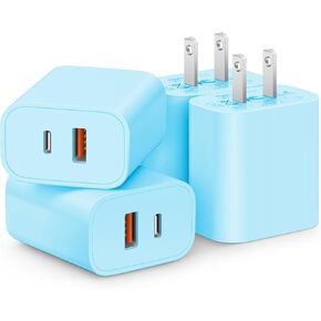 شاحن بلوك USB ومنفذ USB C [3 عبوات] شاحن حائط USB متعدد المنافذ [PD 20W USB-C & QC 3.0 منفذ USB] متوافق مع iPhone 13/12/11/X/8، iPad، Samsung، Google، Galaxy والمزيد in Kuwait