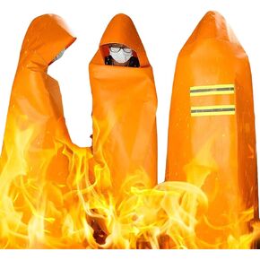DIBBATU Fireproof Cloak, Fire Escape Cloak, Extra Big Fireproof Fiber Cape, Emergency Used as A Fire Blanket, Head Protection Fire Escape kit for Household, Office Home (Orange, 72 * 70in) in Saudi Arabia