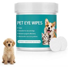 60 Count Eyes Wipes for Dogs & Cats, Tear Stain Remover Pads for Dogs & Cats, Gentle Eye Cleaning Wipes for Pets, Daily Care Pets Eyes in Saudi Arabia
