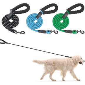 BEAUTYZOO Heavy Duty Rope Dog Leash 3 Pack, 6FT Nylon Pet Leash with Reflective Thread, Soft Padded Handle Thick Lead Strong Dog Leashes for Large Medium Dogs Small Puppy Training 6'*1/2 inch in Saudi Arabia