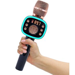 Carpool Karaoke Machine for Kids & Adults, Carpool Karaoke The Mic 2.0 - Wireless & Bluetooth Karaoke Microphone with Voice Changing Sound Effects as White Elephant Gift - Rose Gold in Saudi Arabia