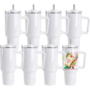 D·S 8 Pack Sublimation Tumblers 40 oz Insulated Tumblers with Handle in Kuwait