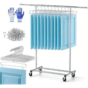 PMMJ Cabinet Door Painting Hanger System with Drying Rack, 12 Pack Cabinet Door Painting Hangers with 60 Screw Hooks, Rolling Paint Drying Rack for Kitchen Cabinet Doors, Trim, Drawer Fronts & Panels in Saudi Arabia