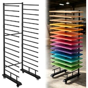 15 Tier Mobile Cabinet Door Drying Rack with Casters, Space Saving Painting Dry Rack Organizer for Art Studio Classroom Small DIY Painting Projects in Kuwait