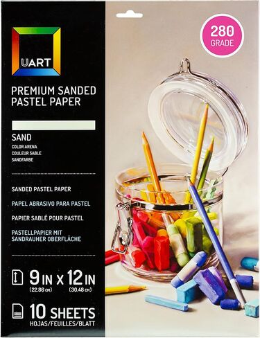 Uart Sanded Pastel Art Paper, Off-White, 9" x 12" Paper, Grit #280, 10 Sheet Pack in Kuwait