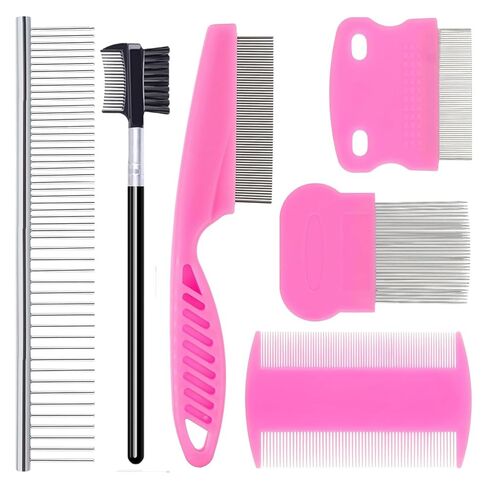 6 Pcs Flea Lice Comb for Cats Dogs, Pink in Kuwait