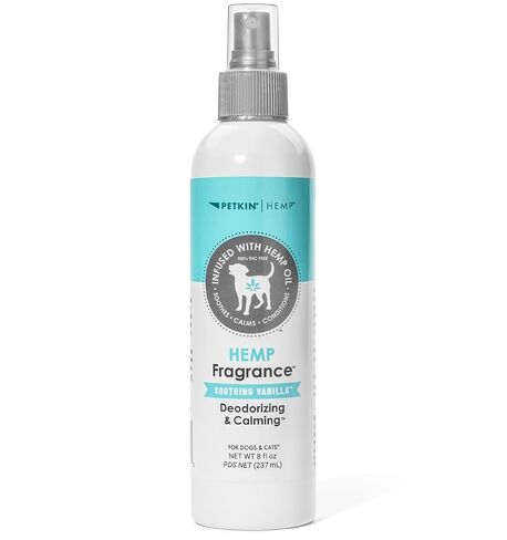 Petkin Hemp Fragrance for Dogs and Cats - With Hemp Oil & Soothing Vanilla Extract, 8 oz - Soothes, Calms & Conditions - Keeps Pet Smelling Great - For Home, Travel & Use on Pet Bedding in Kuwait