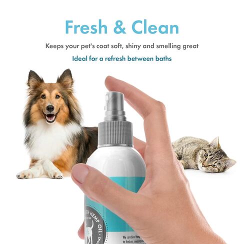 Petkin Hemp Fragrance for Dogs and Cats - With Hemp Oil & Soothing Vanilla Extract, 8 oz - Soothes, Calms & Conditions - Keeps Pet Smelling Great - For Home, Travel & Use on Pet Bedding in Kuwait