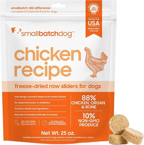 Smallbatch Pets Freeze-Dried Premium Raw Food Diet for Dogs, Lamb Recipe, 14 oz, Made in The USA, Organic Produce, Humanely Raised Meat, Hydrate and Serve Patties, Single Source Protein, Healthy in Kuwait