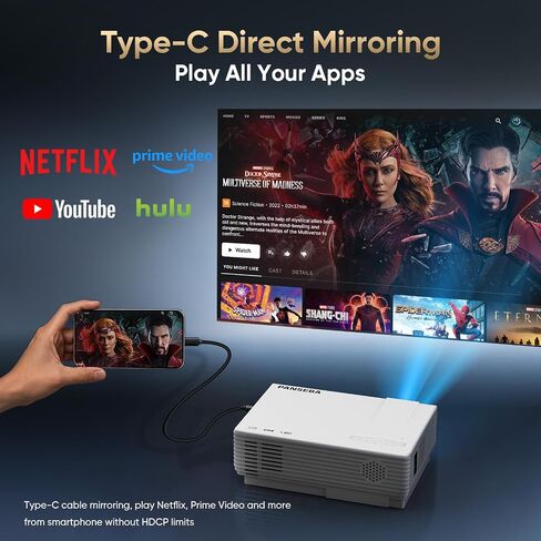 احدث ترقية 7500 لومن ميني جهاز عرض للافلام الخارجية، شاشة FHD 1080P 170 انش، تدعم بلاي ستيشن 4، تي في ستيك، الهاتف الذكي، USB، بطاقة SD in Kuwait