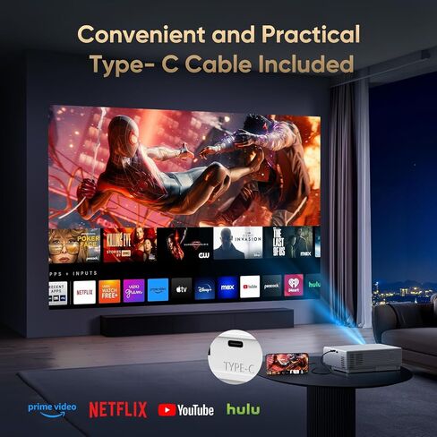 احدث ترقية 7500 لومن ميني جهاز عرض للافلام الخارجية، شاشة FHD 1080P 170 انش، تدعم بلاي ستيشن 4، تي في ستيك، الهاتف الذكي، USB، بطاقة SD in Kuwait