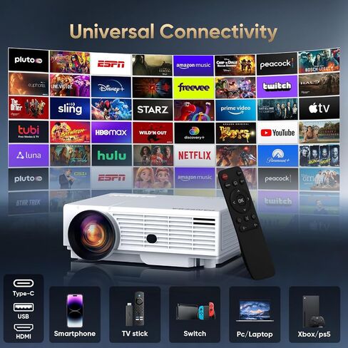 احدث ترقية 7500 لومن ميني جهاز عرض للافلام الخارجية، شاشة FHD 1080P 170 انش، تدعم بلاي ستيشن 4، تي في ستيك، الهاتف الذكي، USB، بطاقة SD in Kuwait