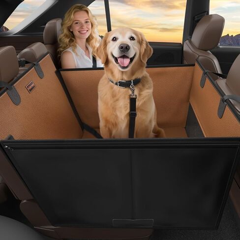 FURTIME Large Dog Car Seat, Upgraded PU Leather Back Seat Extender with Hard Bottom, Waterproof Pet Car Seat Cover for Medium Sized Dog, Pet Hammock for Cars, SUVs, Trucks in Saudi Arabia