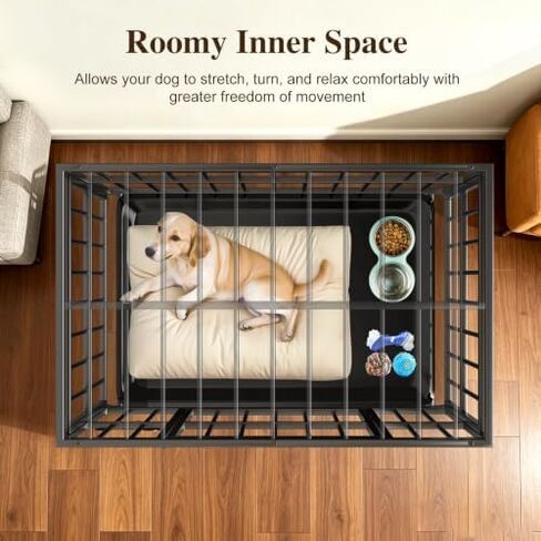 Pawaboo 38 Inch Heavy Duty Dog Crate, with Removable Tray, Escape Proof in Kuwait