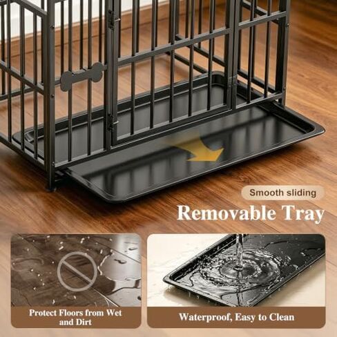 Pawaboo 38 Inch Heavy Duty Dog Crate, with Removable Tray, Escape Proof in Kuwait