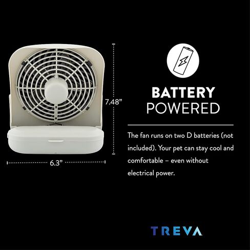 Treva 5-inch Pet Crate Fan for Cooling Dogs and Other Pets. 2 Cooling Speeds, Battery Powered in Saudi Arabia